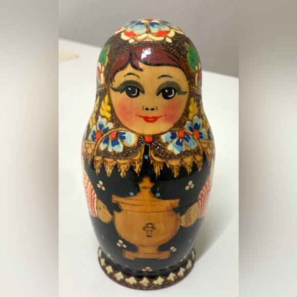 Vtg Soviet Era USSR Russian Female 7 Generation Textured Matryoshka Dolls - Picture 15 of 16